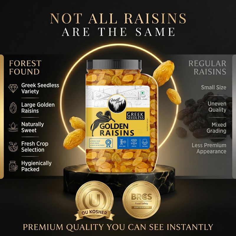 Forest Found Golden Seedless Raisins 500g | Dried Kishmish No Seeds gallery