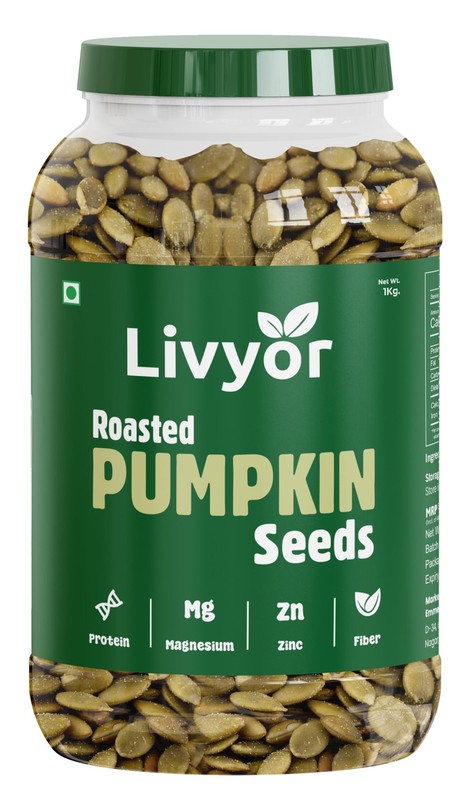 Livyor Roasted Pumpkin Seeds 1kg | Lightly Salted | Protein & Fiber Snack