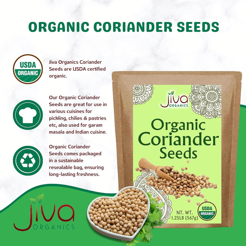 Jiva Organics Organic Coriander Seeds Whole 1.25 Pound Bulk Bag - Non-Gmo gallery