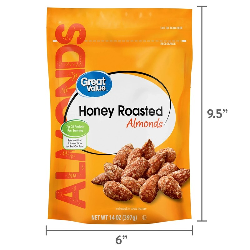 Great Value Honey Roasted Almonds, 14 oz gallery