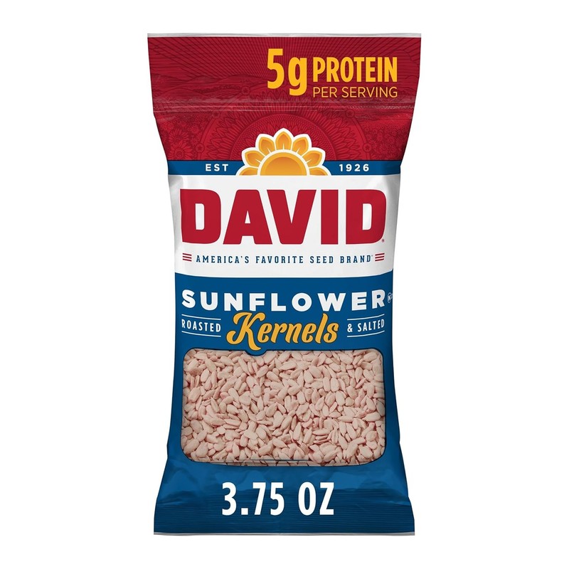 DAVID Sunflower Kernels Original Flavor 3.75 oz Pack of 12 Roasted Seeds