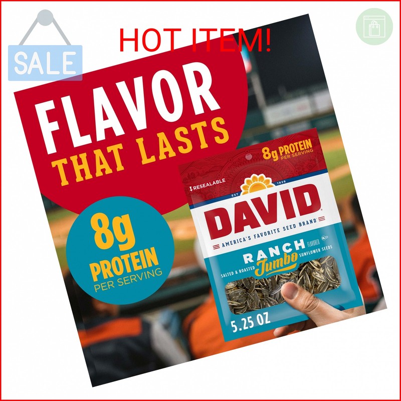 DAVID SEEDS Roasted and Salted Ranch Jumbo Sunflower Seeds, Keto Friendly, 5.25 gallery