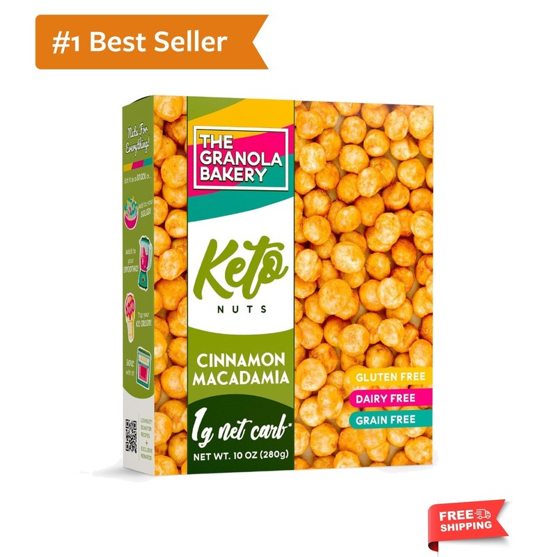 Gluten-Free Low Carb Cinnamon Macadamia Nuts | 10 Oz Delight for All Ages