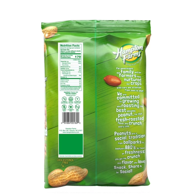 Hampton Farms Salted In-Shell Roasted Peanuts 5 lbs Fresh Snack Protein gallery