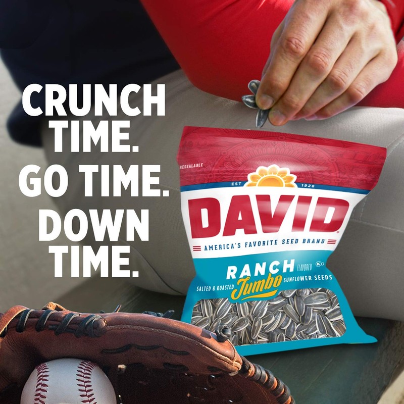 DAVID Roasted and Salted Ranch Jumbo Sunflower Seeds, Keto Friendly, 5.25 oz, 12 gallery