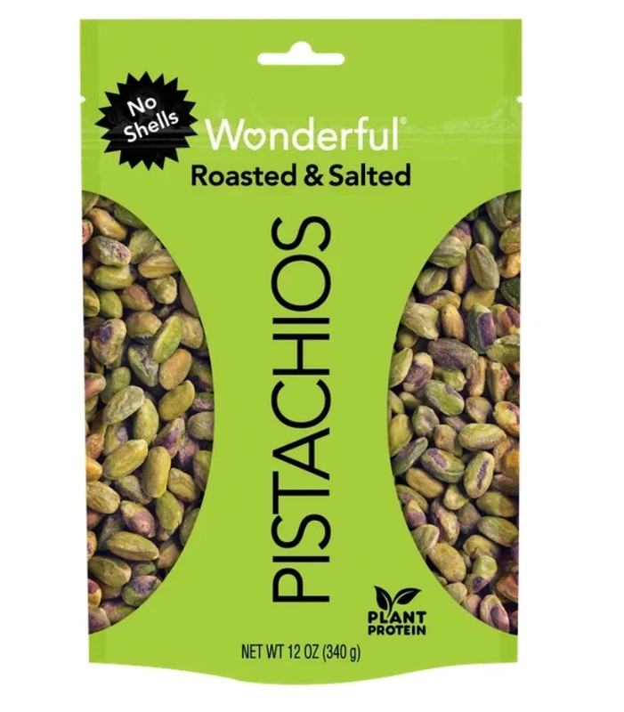 Wonderful Pistachios, No Shells Roasted & Salted Pistachios, 12 Ounce Bag