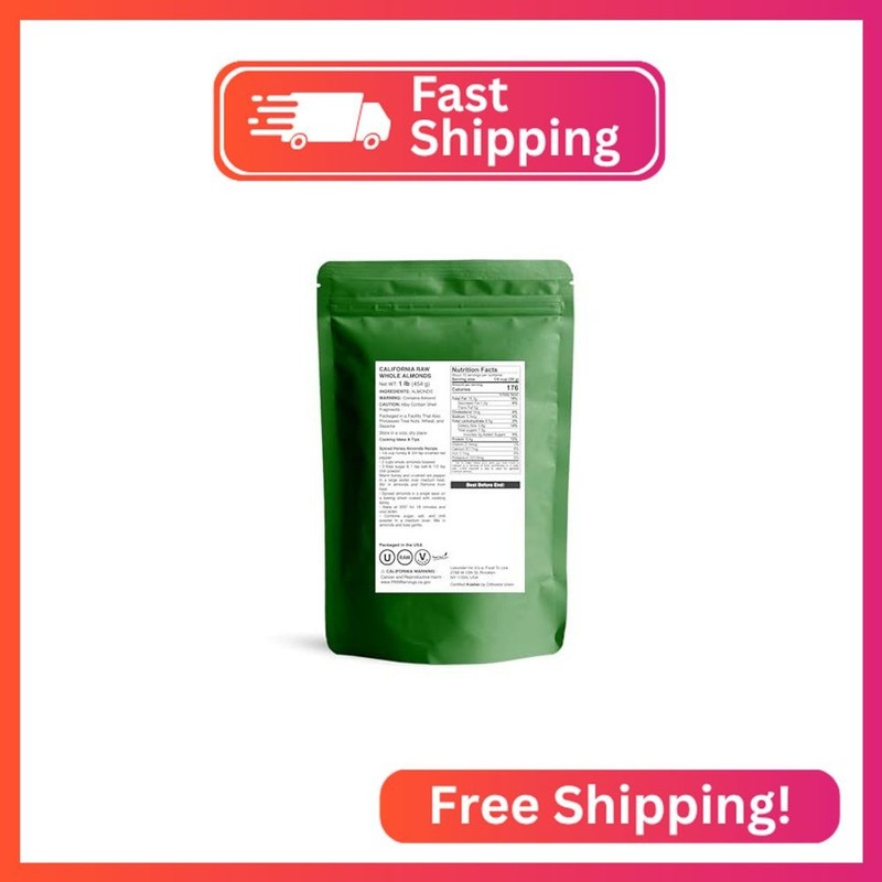 Food to Live California Almonds, 1 Pound – Supreme, Whole, Raw, Unsalted, Unroas gallery