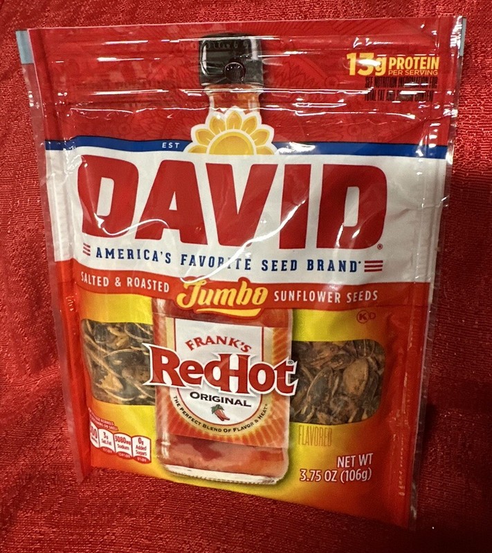 DAVID Frank’s RedHot Salted & Roasted Jumbo Sunflower Seeds, 3.75 Ounce