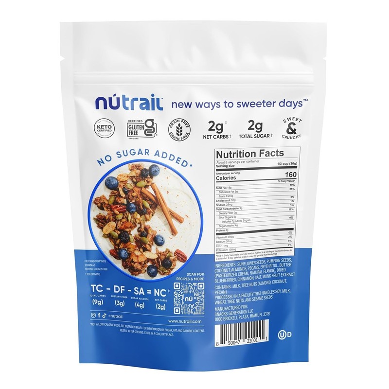 Delicious Blueberry Cinnamon Granola 8 oz (6 Bags) - Gluten Free & Keto Friendly gallery