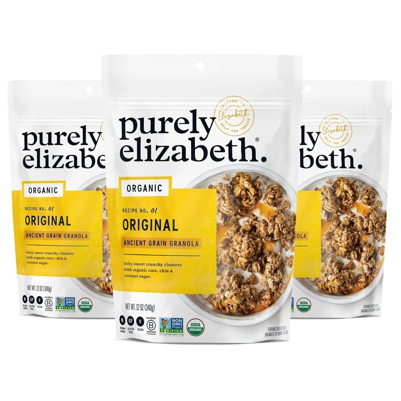 Purely Elizabeth Organic Ancient Grain Granola Gluten Free Non GMO 12oz 3 Ct