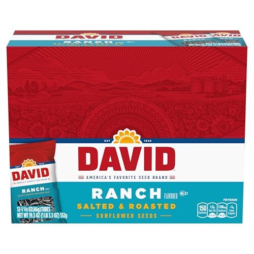 DAVID Roasted and Salted Ranch Sunflower Seeds, 1.625 oz, 12 Pack