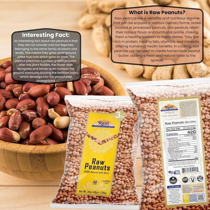 Peanuts Raw Whole Red Skin 3lb Bulk Unsalted Uncooked Kosher Non-GMO USA gallery