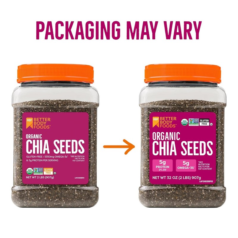 Betterbody Foods Organic Chia Seeds 2 Lbs, 32 Oz, with Omega-3, Non-Gmo, Gluten gallery