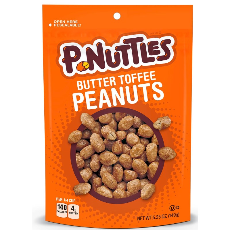 12x P-Nuttles Butter Toffee Peanuts Snack Bag Candy Bulk Pack Case Sweet 5.25oz
