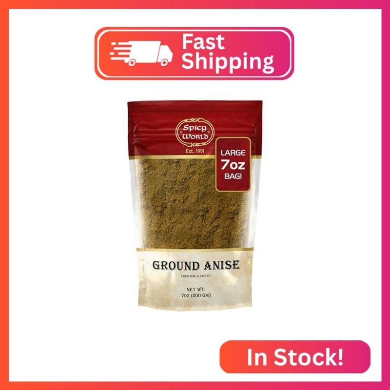 Spicy World Ground Anise Powder 7 Ounce – Anise Seeds Ground, Pure & Natural, Gr