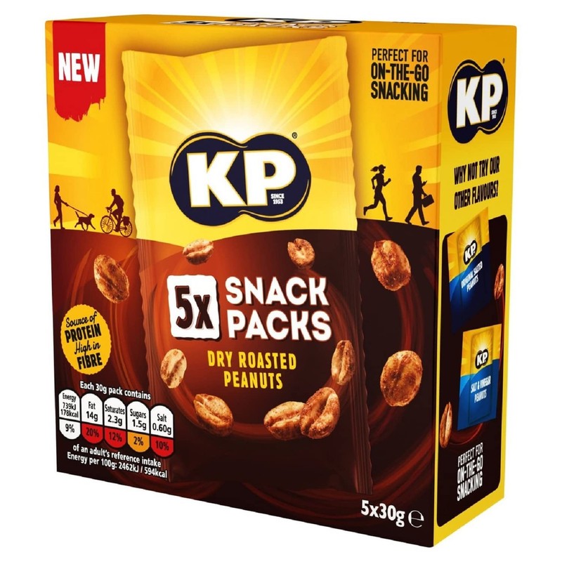 KP Dry Roasted Peanuts Multipack, 5 x 30g