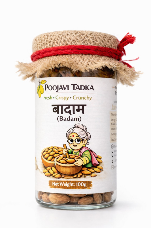 POOJAVI TADKA Premium Almonds 100g | Fresh & Crunchy Badam Dry Fruits | Healthy gallery