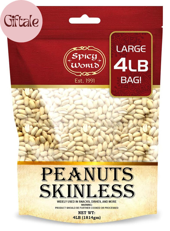 Skinless Peanuts, Blanched Raw Peanuts (Uncooked, Unsalted) 4 Pound (64Oz) ~ All gallery