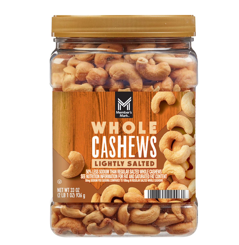 Member’s Mark Lightly Salted Whole Cashews 33 oz Fresh Roasted Snack Nuts New