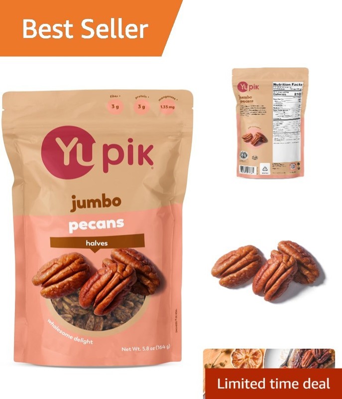 5.8 Oz of Jumbo Raw Pecans – Unsalted, Gluten-Free, and Kosher Certified