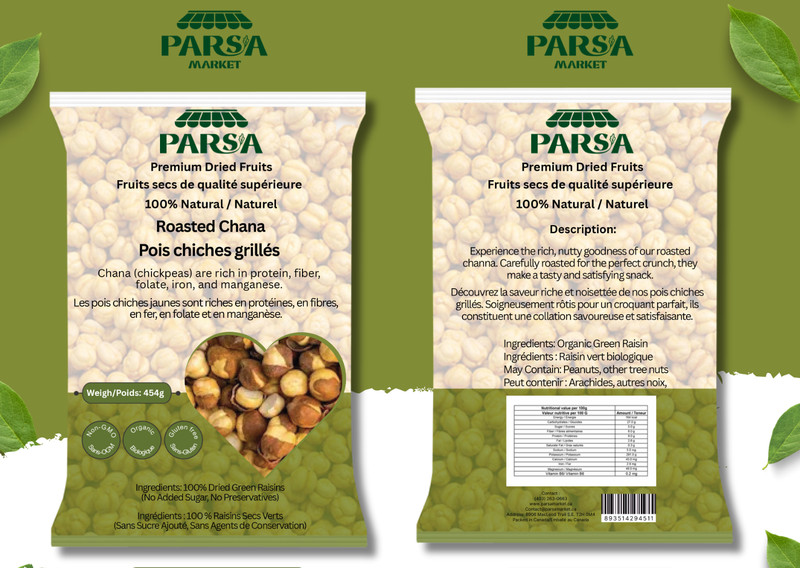 Parsa Market Roasted Bhuna Chana Chickpeas Snacks 100% Pure Natural Organic