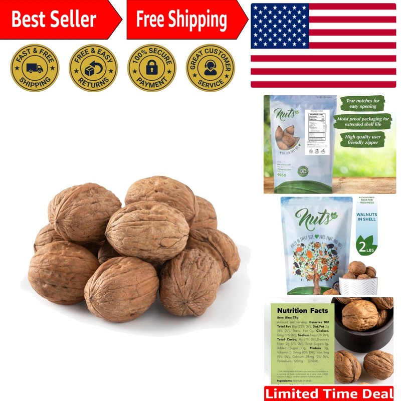 2 lbs of California’s Best Jumbo Raw Walnuts – Nutty Flavor, Easy to Crack