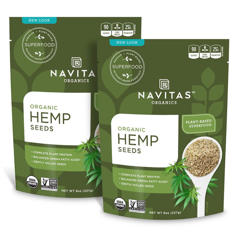 Raw Hemp Seeds, 8 Oz. (2-Pack) 30 Servings — Organic, Non-Gmo, Low Temp-Hulled,