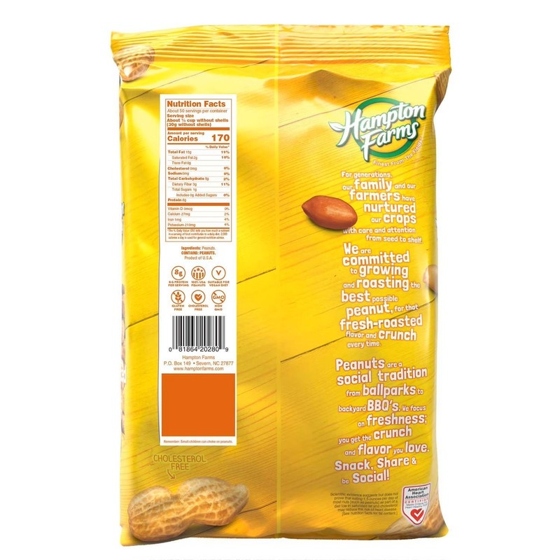 2 PACK - Hampton Farms Unsalted In-Shell Peanuts, Total 10 lbs Great Price gallery