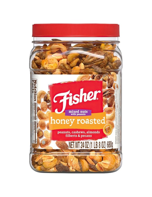 Fisher Snack Honey Roasted Mixed Nuts with Peanuts 24 Ounces Peanuts Cashews