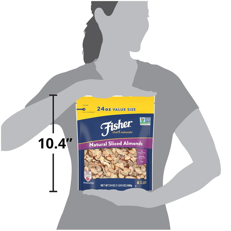 Fisher Unsalted Sliced Almonds 24Oz Resealable Bag, Raw Nuts Perfect for Cookin gallery