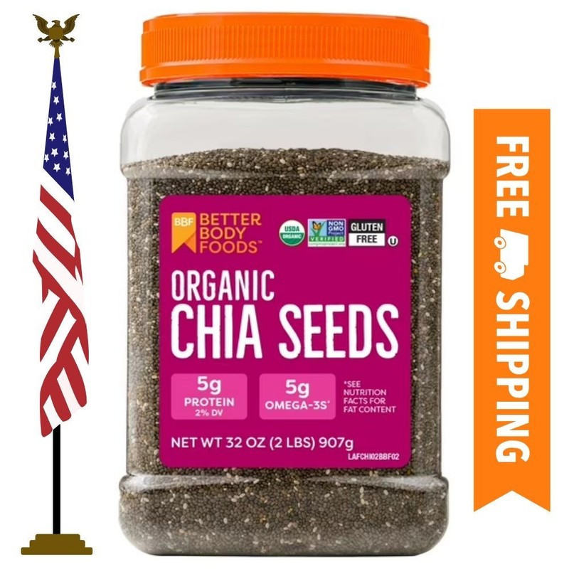 BetterBody Foods Organic Chia Seeds, 2.0 lb, 30 Servings