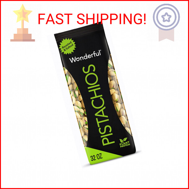 Wonderful Pistachios In Shell, Roasted and Salted Nuts – 32 Ounce Bag, Healthy S
