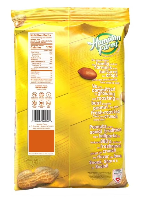 5 PACK - Hampton Farms Unsalted In-Shell Peanuts (5 lbs.) Total 25 lbs gallery