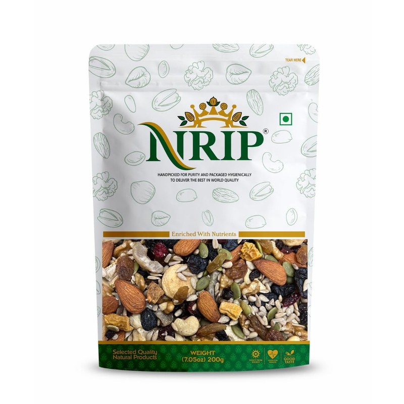 NRIP Healthy Nutmix 200g | Almonds Cashews Raisins Walnuts Dates Apricot Seeds