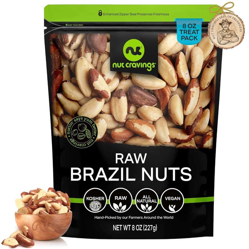 Raw Brazil Nuts, Unsalted, No Shell, Whole, (8oz – 1 Pack) Bulk Nuts Packed Fre