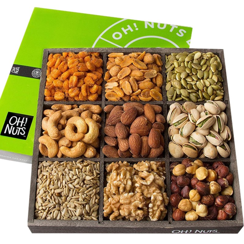 Oh Nuts 9 Variety Nuts Gift Basket Gourmet Assorted Nuts Tray Gift Box