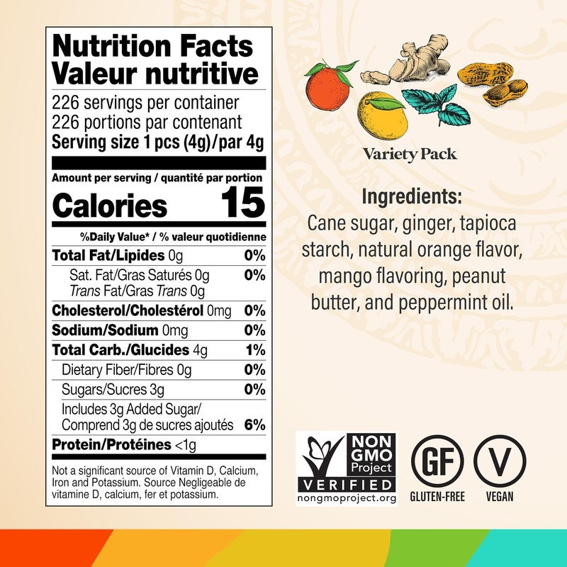 Ginger Chews Variety Pack 2LB - Original, Orange, Mango, Peppermint, Peanut Butt gallery