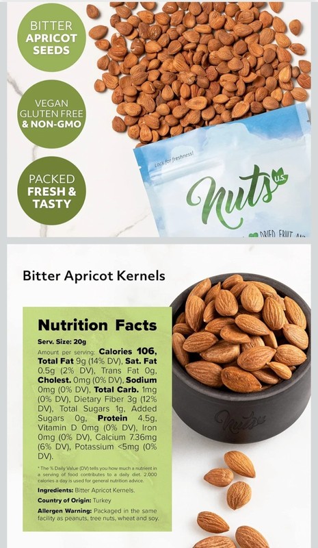 2LBS Bitter Apricot Kernels Raw Seeds Unpasteurized and Non-GMO No Sulphure 32oz gallery
