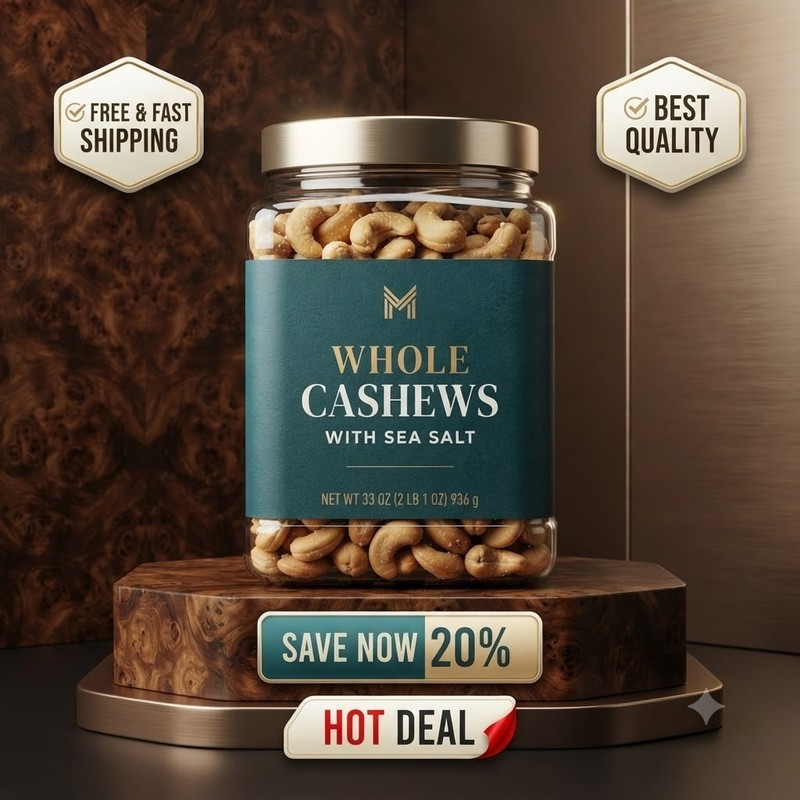 Member's Mark Roasted Whole Cashews with Sea Salt (33oz) Free Shipping