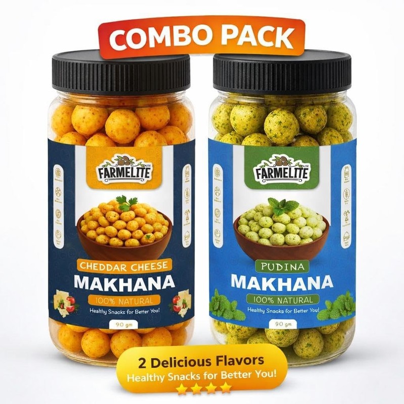 FARMELITE Cheddar Cheese & Mint Makhana Combo Pack Roasted Fox Nuts Snacks 180g