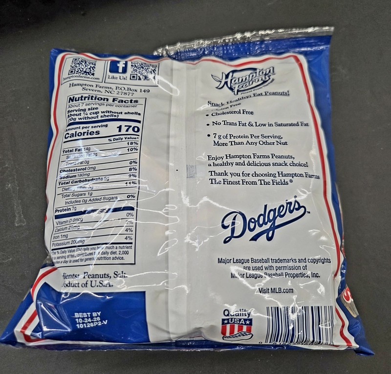 Hampton Farms Team Logo MLB salted roasted peanuts Los Angles Dodgers gallery