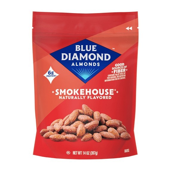 Blue Diamond Smokehouse Almonds 14 oz Resealable Bag Roasted Snack Nuts Protein gallery