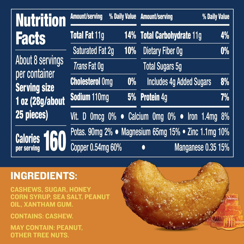 PLANTERS Deluxe Honey Roasted Whole Cashews 8.25 oz – Sweet & Salty Snack gallery