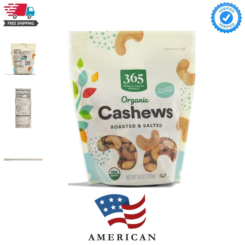 Organic Roasted & Salted Cashews, 10 Ounce