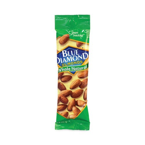 Blue Diamond Whole Natural Almonds, 1.5 oz Bag, 12 Bags/Carton