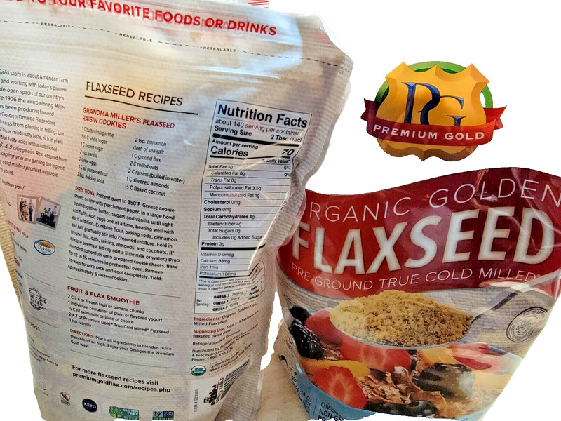 Premium Gold Organic Ground Flax Seed 8 lbs 2 Bags 4 lbs each exp 07/25 gallery