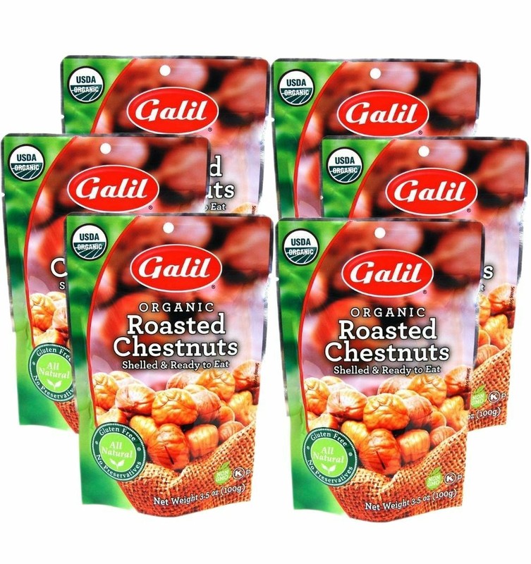 Organic Chestnuts Roasted and Peeled Thanksgiving Turkey Stuffer (Pack of 6)