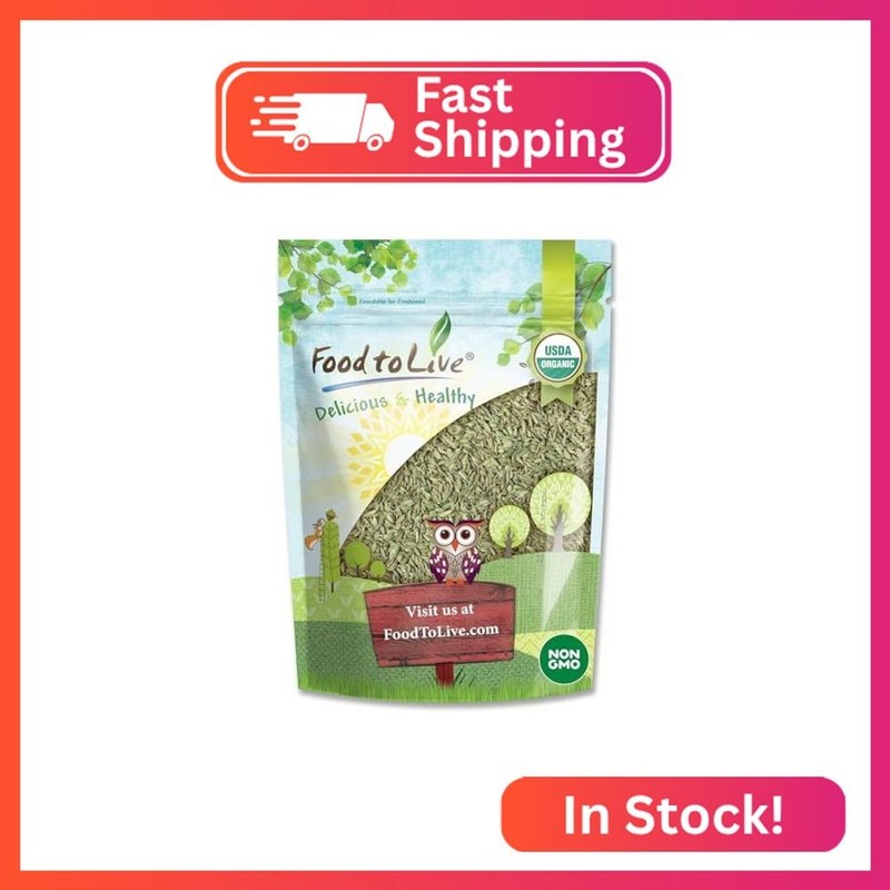 Food to Live – Organic Fennel Seeds, 4 Ounces – Whole Raw Seeds, Non-GMO Spice,