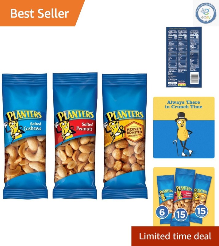 Kosher Snack Variety: Salted Cashews, Peanuts & Honey Roasted, 36 Count