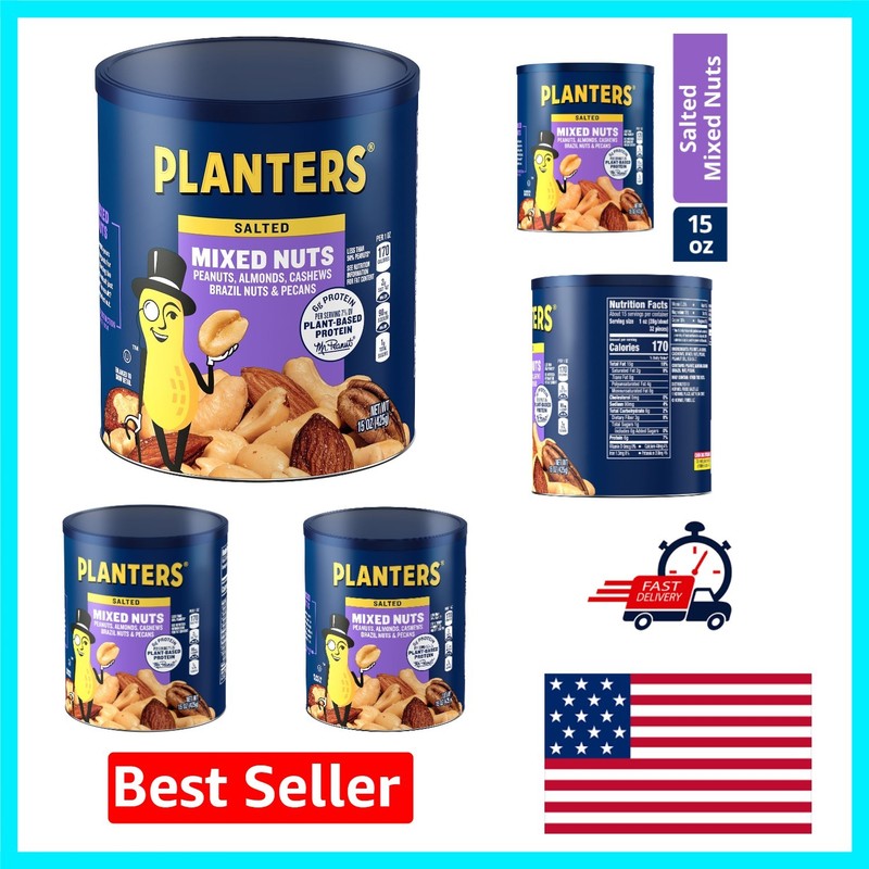 Mixed Nuts 15 oz Canister – Elegant Medley of Nut Varieties for Healthy Snacking